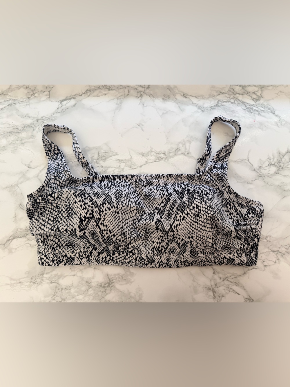 Black & White Snake Print Bathing Suit Top